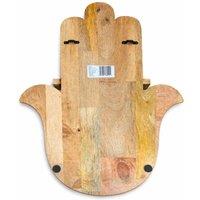 Serenityy Hamsa Shaped Mango Wood Wall Shelf in Natural