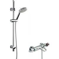 Balterley Thermostatic Bath Shower Mixer Tap Single Function Handset Slide Rail in Silver