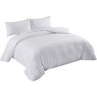 Neel Blue 300TC Cotton Duvet Cover Set with 2 Pillowcases, White Satin Stripe, Super King, 220cm x 260cm | Size: Super King