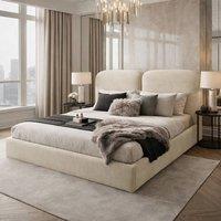 Desire Deco Plush Velvet Alessia Ottoman Storage Bed Frame in Cream | Size: Single