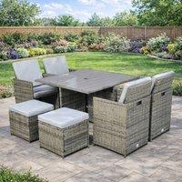 RayGar Hera 8 Seater Rattan Cube Dining Set Outdoor Polyrattan in Grey | Size: 1 Pack