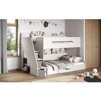 Flair Slick Staircase Triple Bunk Bed with Storage in White | Size: Single