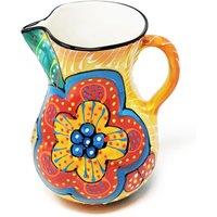 Verano Spanish Ceramics Classic Spanish Hand Painted Home Decor Large Pourer Jug 2L Red/Yellow Flower