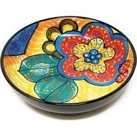 Verano Spanish Ceramics Classic Spanish Hand Painted Kitchen Dining Food Bowl 26cm Red/Yellow Flower