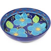Verano Spanish Ceramics Classic Spanish Hand Painted Kitchen Dining Food Bowl 26cm in Bright Blue