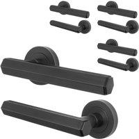 AFIT Black Door Handle Matt Black Internal Lever On Rose Door Handle 4 Pack | Size: 150mm x 150mm
