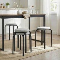 HOMCOM Stackable Stools Modern Cushioned Set of 4 Grey