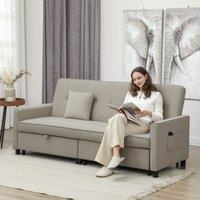 HOMCOM Reversible L-Shaped Sectional Sofa Bed with Cushions in Beige