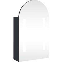 Berkfield Home Bathroom Mirror Cabinet with LED Light Arched Black 42x13x70 cm | Size: 42 x 13 x 70 cm