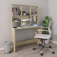 Berkfield Home Desk with Shelf Sonoma Oak 110x45x157 cm Engineered Wood in Brown | Size: 110 x 45 x 157 cm