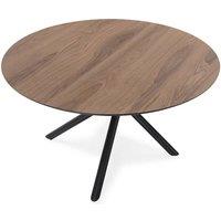 CALICOSY Round Dining Table With Metal Legs, 120 Cm Diameter - MAYA in Dark Brown