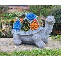 Havendro Large Solar Tortoise Garden Ornament Light Up Lamp in Grey | Size: 0.6m2