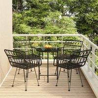 Berkfield Home 5 Piece Garden Dining Set Black Poly Rattan