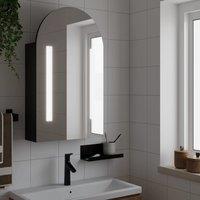 Berkfield Home Bathroom Mirror Cabinet with LED Light Arched Black 42x13x70 cm | Size: 42 x 13 x 70 cm