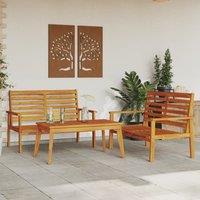 Berkfield Home 3 Piece Garden Lounge Set Solid Wood Acacia in Brown