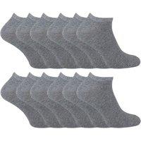 Sock Snob Men's 12 Pairs Cotton Low Cut Trainer Socks in Grey | Size: 6-11