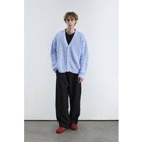 Giesto Men's Oversized Ribbed V-neck Cardigan in Light Blue | Size: Large/XL