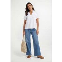 Wallis Women's Woven Roll Sleeve Overhead Shirt in Ivory | Size: 12