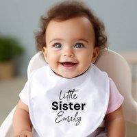 Aye Do Gifts Women's Personalised Little Sister Baby Outfit: Bib in White