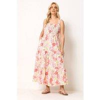 Yours Women's Floral Tiered Sundress in White | Size: 14