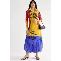 MSN Collection Women's Abstract Print Maxi Dress with Button Closure | Size: Small