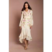 Coast Women's Sequin Embellished & Embroidered High Low Maxi Dress in Ivory | Size: 12