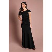Coast Women's Pleated One Shoulder Bardot Fit & Flare Maxi Dress in Black | Size: 14