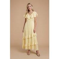 Dorothy Perkins Women's DP Luxe Cape Ruffle Midi Dress in Yellow | Size: 14