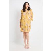 Wallis Women's Floral Ruffle Shift Dress in Ochre | Size: 18