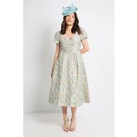 Wallis Women's Jacquard Seam Detail Midi Dress in Sage | Size: 12