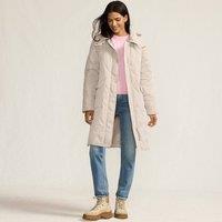 Lands' End Women's FeatherFree Diamond Quilted Hooded Coat in Natural | Size: 20