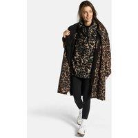 OHS Women's 2 Piece Leopard Print Changing Robe & Half-Zip Teddy Fleece Co-Ord Set in Natural | Size: Large/XL