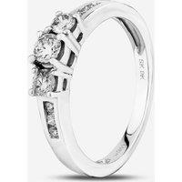 T.H.Baker Women's 9ct White Gold 0.50ct Diamond Shouldered Trilogy Ring in Silver | Size: R