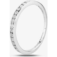 T.H.Baker Women's 9ct White Gold 0.05ct Diamond Half Eternity Ring in Silver | Size: Medium