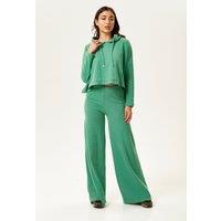 Liquorish Women's Hooded Sweatshirt with Front Pocket & Drawstring Detail in Green | Size: Large