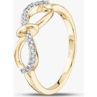 T.H.Baker Women's 9ct Yellow Gold 0.10ct Brilliant Cut Diamond Bow Ring THR39179-10 (YG) | Size: Large