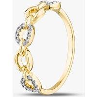 T.H.Baker Women's 9ct Yellow Gold 0.05ct Brilliant Cut Diamond Oval Linked Ring THR29151-05GR (YG) | Size: Q