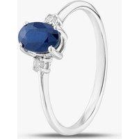 T.H.Baker Women's 9ct White Gold 0.60ct Oval Cut Sapphire & 0.03ct Diamond Shoulder Set Solataire Ring THR40125-SD (WG) in Silver | Size: O