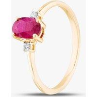 T.H.Baker Women's 9ct Yellow Gold 0.60ct Oval Cut Ruby & 0.03ct Diamond Shoulder Set Solataire Ring THR40125-RD (YG) | Size: j