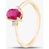 T.H.Baker Women's 9ct Yellow Gold 0.60ct Oval Cut Ruby & 0.03ct Diamond Shoulder Set Solataire Ring THR40125-RD (YG) | Size: Medium