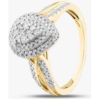 T.H.Baker Women's 9ct Yellow Gold 0.50ct Brilliant Cut Diamond Shoulder Set Cluster Ring THR38311-50NJ(YG) | Size: Large