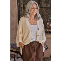 WoolOvers Women's Boxy Button Cardigan in Cream | Size: 2XL