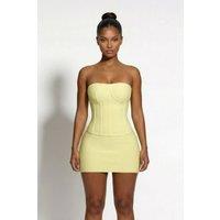 LEMONLUNAR Women's The Inara Sculpt Bandage Corset Top, Yellow | Size: XS