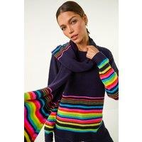 Roman Women's Border Stripe Scarf Knit Jumper | Size: 16