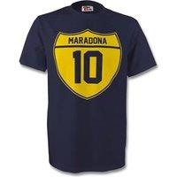 Boca Juniors Junior Diego Maradona Crest Tee in Navy | Size: 3-4 Years