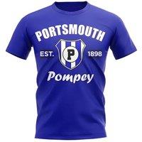 Portsmouth FC Junior Established Football T-Shirt in Blue | Size: 9-11 Years