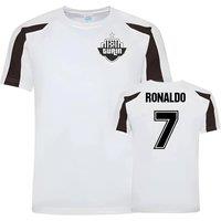 Portugal Junior Cristiano Ronaldo Juventus Sports Training Jersey in White | Size: 7-8 Years