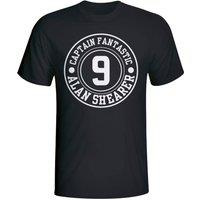 Newcastle United FC Junior Alan Shearer Newcastle Captain Fantastic T-Shirt in Black | Size: 7-8 Years