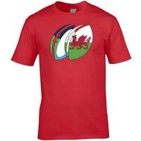 Wales Junior Rugby Ball T-Shirt in Red | Size: 3-4 Years