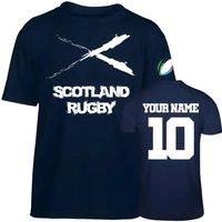 Scotland Junior Country Rugby T-Shirt Your Name in Navy | Size: 9-11 Years